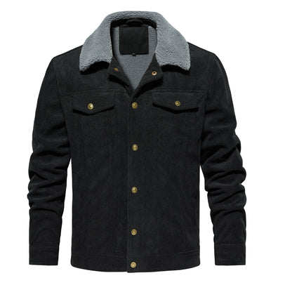 Veste d'hiver en velours côtelé pour homme, doublée chaude et épaisse, mode