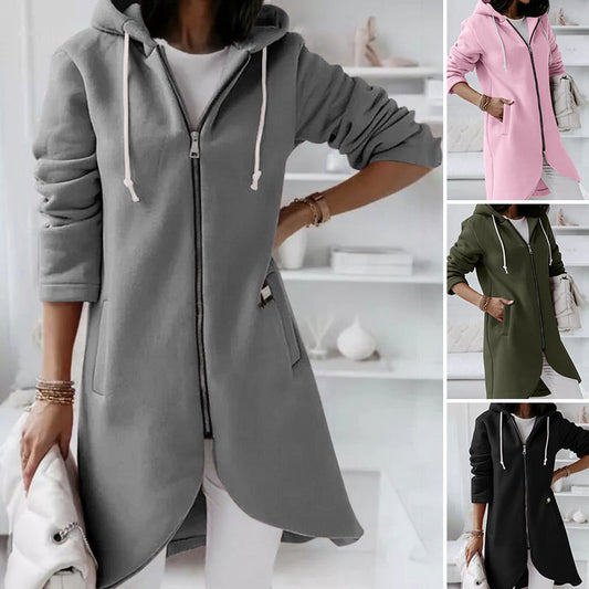 Sweat à capuche zippé à manches longues avec poche tissu léger. Couleur unie pour femme, lire les descriptions sur les articles pour choisir votre grandeur.