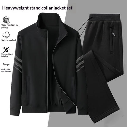 Casual Cardigan Hoodie Stand-up Collar Jacket And Pants Set
