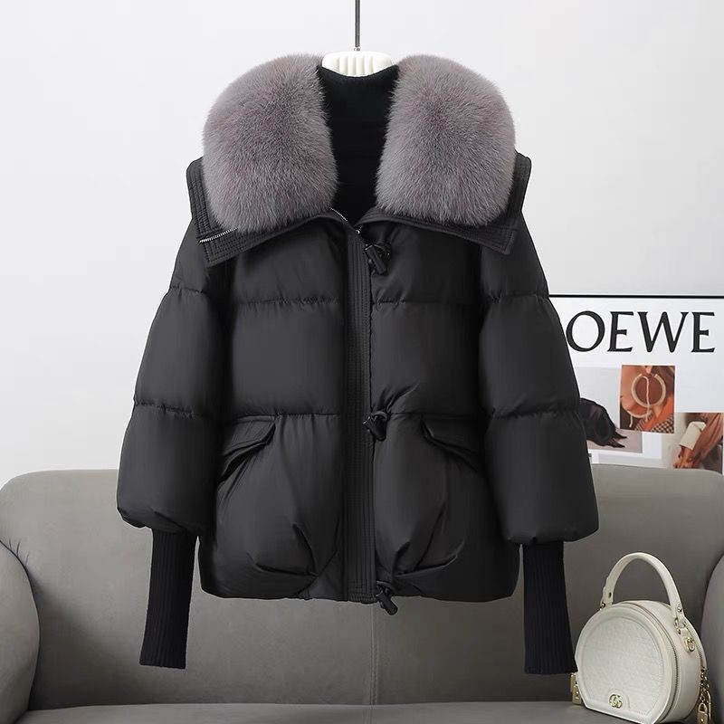 Doudoune en coton rembourrée pour femme, manteau épais à col court en fourrure, vêtements d'hiver