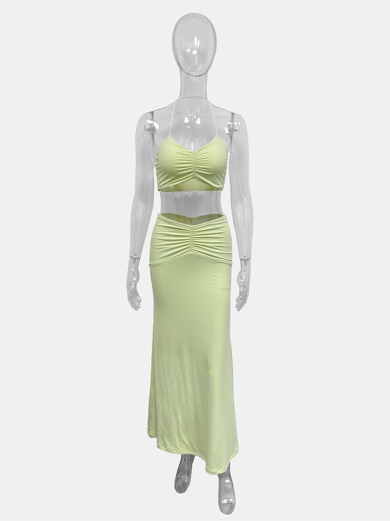 New Ruched Slip-vest And Skirt Set