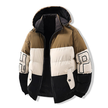 Color-blocking Euro-American Style Reversible Cotton Jacket