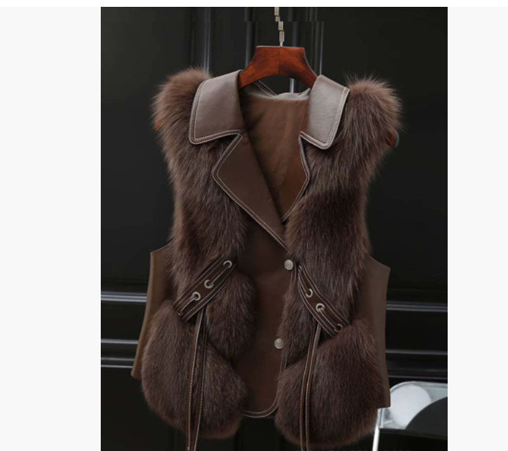 Gilet en fourrure court pour femme, manteau en fourrure artificielle, élégant et chaud, nouvelle collection automne et hiver
