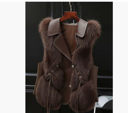 Gilet en fourrure court pour femme, manteau en fourrure artificielle, élégant et chaud, nouvelle collection automne et hiver