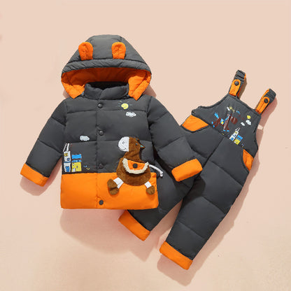 Ensemble veste épaisse décontractée en duvet pour enfants très mignon et chaud.