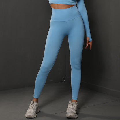 Pantalon de yoga taille haute sans coutures pour femmes, couleur unie, leggings longs, fitness, course à pied, sport, gym
