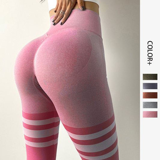 Legging de fitness à rayures taille haute pour le contrôle du ventre, pantalon de yoga, d'entraînement et de course à pied