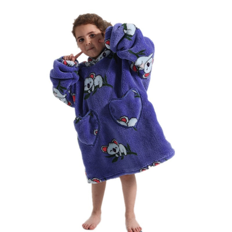 Vêtements confortables en velours de coton résistants au froid pour garçons et filles, couverture à capuche épaisse grande taille, vêtements de nuit pour enfants