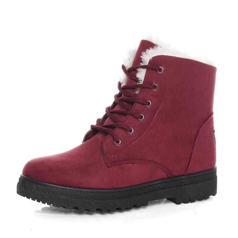 Bottes de neige d'hiver avec bottines en peluche chaudes pour femmes cute et cozy