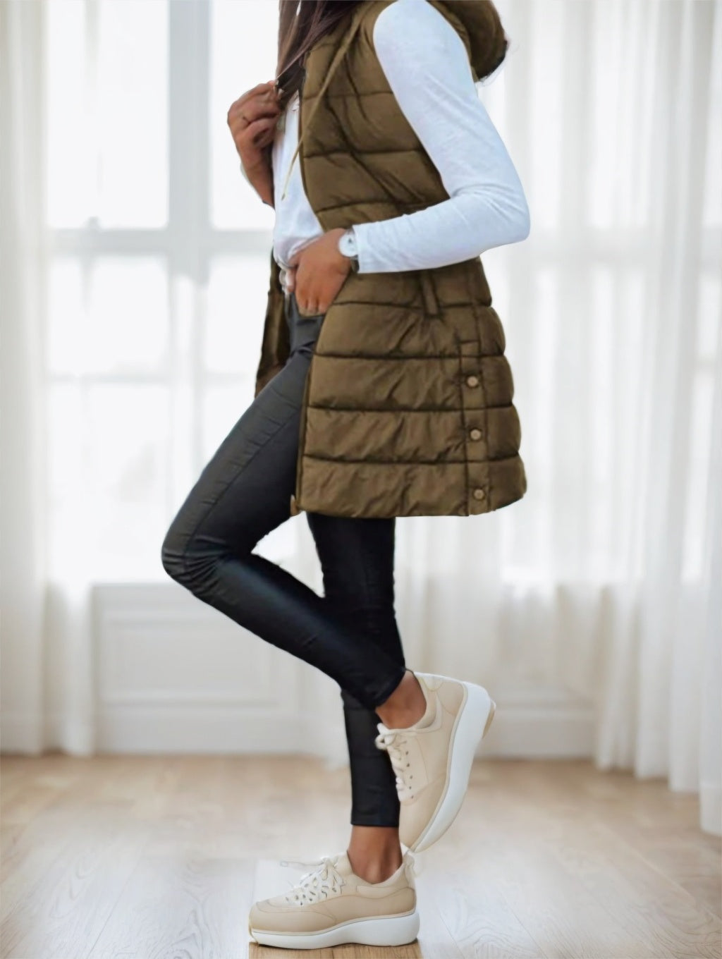 Gilet matelassé à capuche élégant pour femme