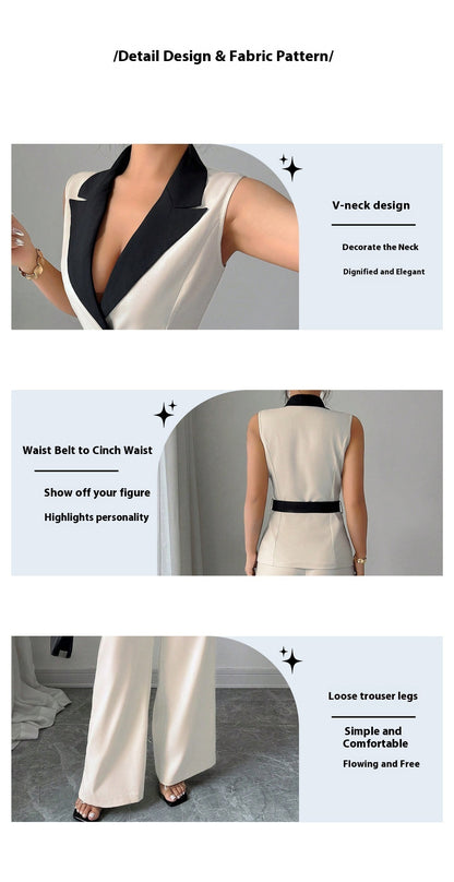 European And American Elegant Style Tube Top Straight-leg Trousers