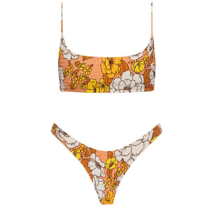 European And American Tube Top Pleated INS Triangle Double-sided Swimsuit