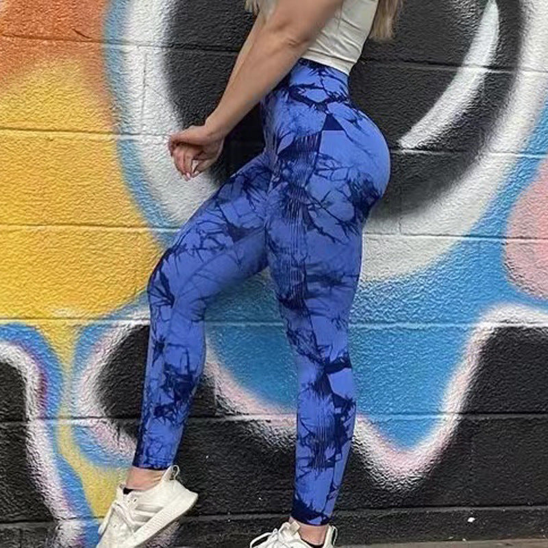 Leggings Tie Dye pour femmes, pantalons de yoga, de fitness, sans coutures, push-up, collants d'entraînement, de sport, de gym