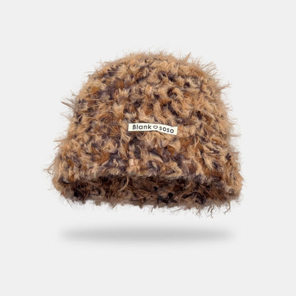 Patch Plush Bonnet Children's Autumn And Winter Earflaps Slipover Beanie Hat Cold-proof