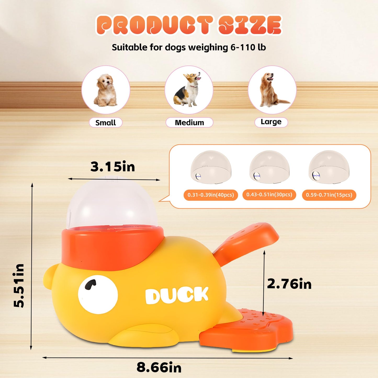 Distributeur de friandises en forme de canard pour chiens - Jouet interactif pour la stimulation mentale, distributeur de nourriture à alimentation lente pour chiens et chats de petite et moyenne taille, distributeur de nourriture pour l'entraînement men
