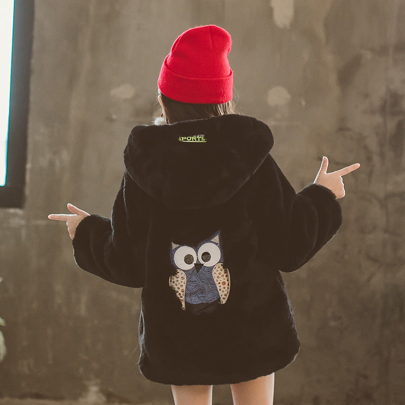 Manteau en fausse fourrure pour fille, taille moyenne et grande, épais, thermique, en fourrure, vêtements d'hiver pour enfants, nouveau manteau en laine artificielle