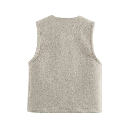 European And American Autumn And Winter New Wool Quality Bowknot Decoration Vest Coat Women's Clothing