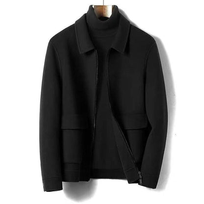 Manteau pour homme, épais, double face, revers en laine, décontracté
