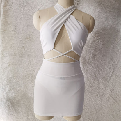 Women's European And American Solid Color Printed Swimsuit Bikini