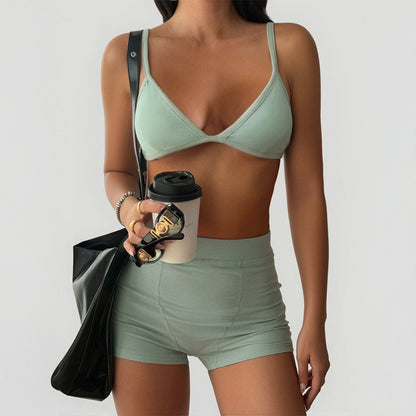 European And American-style Strapless Tube Top And Shorts Set For Women
