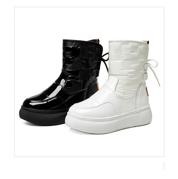 Bottines plates à semelles épaisses en coton épais et velours pour femmes. Belle confortable et chaude.  Un style plus que parfait.