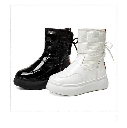 Bottines plates à semelles épaisses en coton épais et velours pour femmes. Belle confortable et chaude.  Un style plus que parfait.
