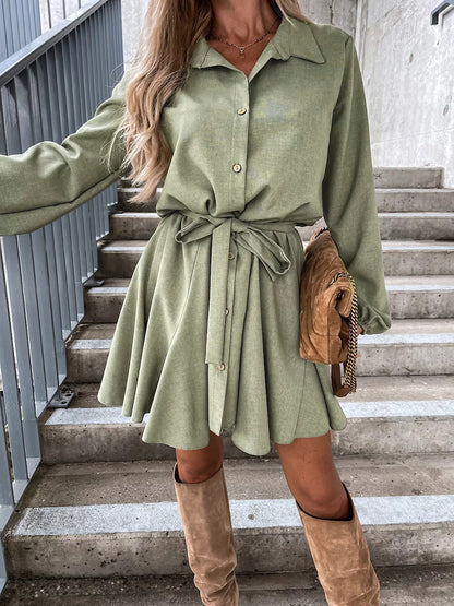 Combinaison ample décontractée à manches longues et col chemisier pour femme, vêtements de loisirs d'automne