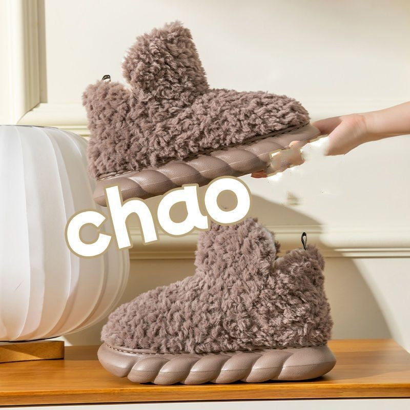 Chaussons d'hiver imperméables à talons pour la maison, à porter à l'intérieur et à l'extérieur, en coton, très confortables