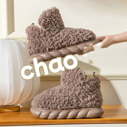 Chaussons d'hiver imperméables à talons pour la maison, à porter à l'intérieur et à l'extérieur, en coton, très confortables