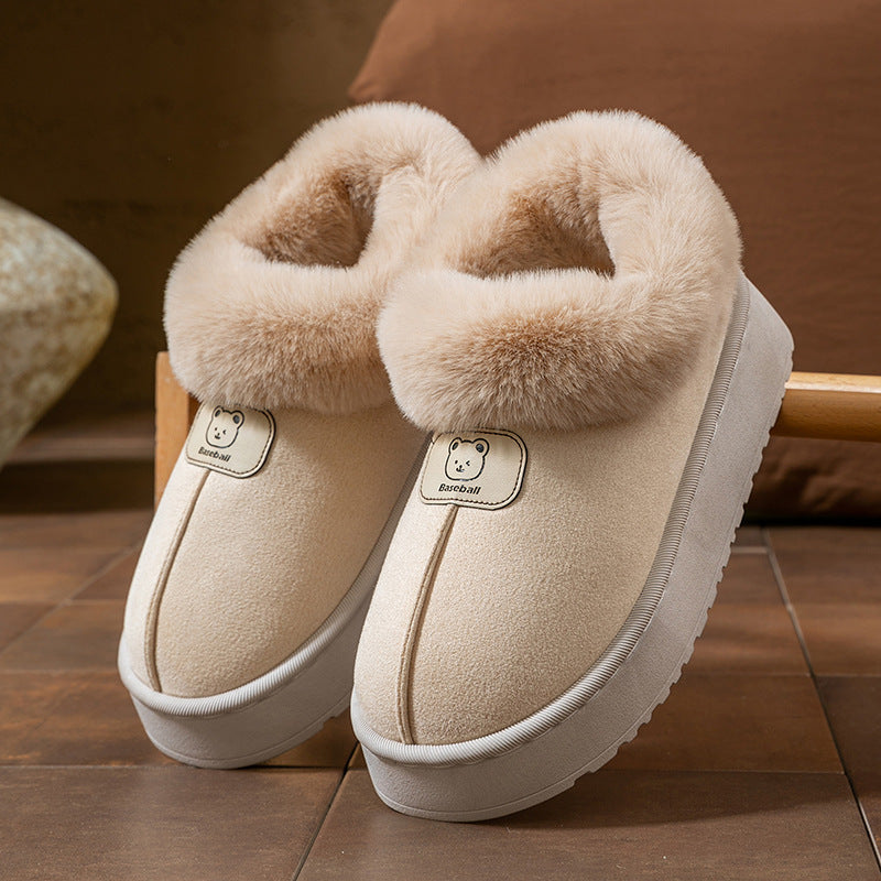 Chaussons en coton à enveloppement de cheville pour femmes, bottes de neige épaisses à la mode