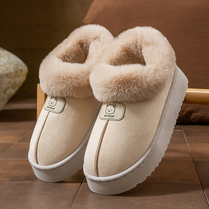 Chaussons en coton à enveloppement de cheville pour femmes, bottes de neige épaisses à la mode