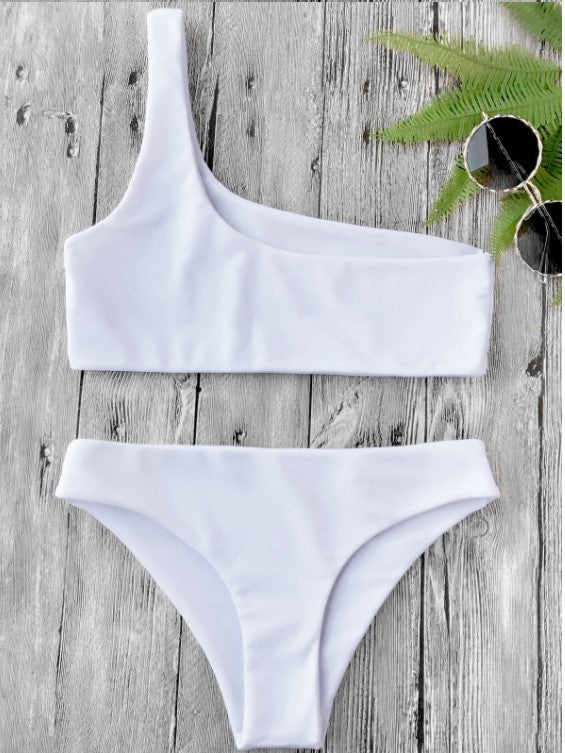 One Shoulder Bikini Swimsuit Suit Without Steel Ring