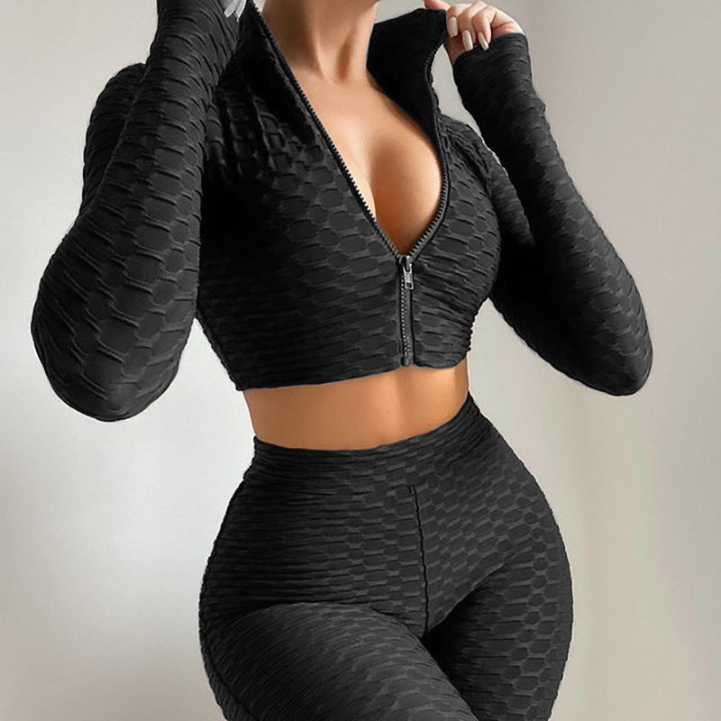Survêtement de yoga pour femme, ensemble de vêtements de sport, de fitness, de contrôle du ventre, de levage des fesses, à manches longues