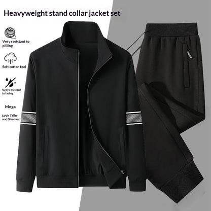 Casual Cardigan Hoodie Stand-up Collar Jacket And Pants Set