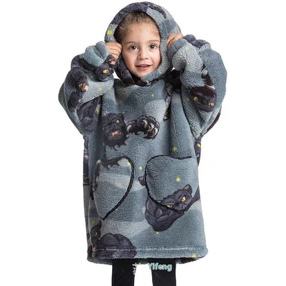 Vêtements confortables en velours de coton résistants au froid pour garçons et filles, couverture à capuche épaisse grande taille, vêtements de nuit pour enfants