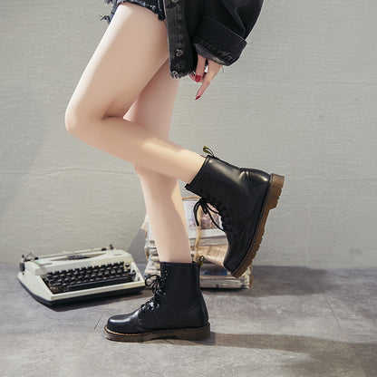 Stylish Round-toe Lace-up Chunky-soled Womens Casual All-match Dr Martens-style Boots