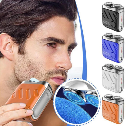 Rasoir électrique portable rotatif à double anneau pour hommes, mini rasoir de voyage à double lame magnétique flottante, rasoirs de poche rechargeables