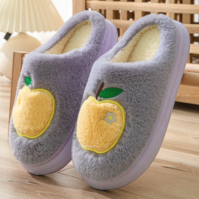 Chaussons en coton pour femmes, pantoufles chaudes en peluche pour l'intérieur