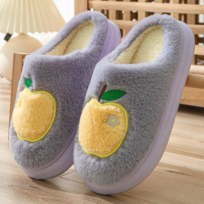 Chaussons en coton pour femmes, pantoufles chaudes en peluche pour l'intérieur