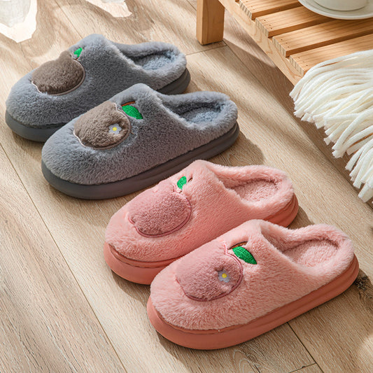 Chaussons en coton pour femmes, pantoufles chaudes en peluche pour l'intérieur