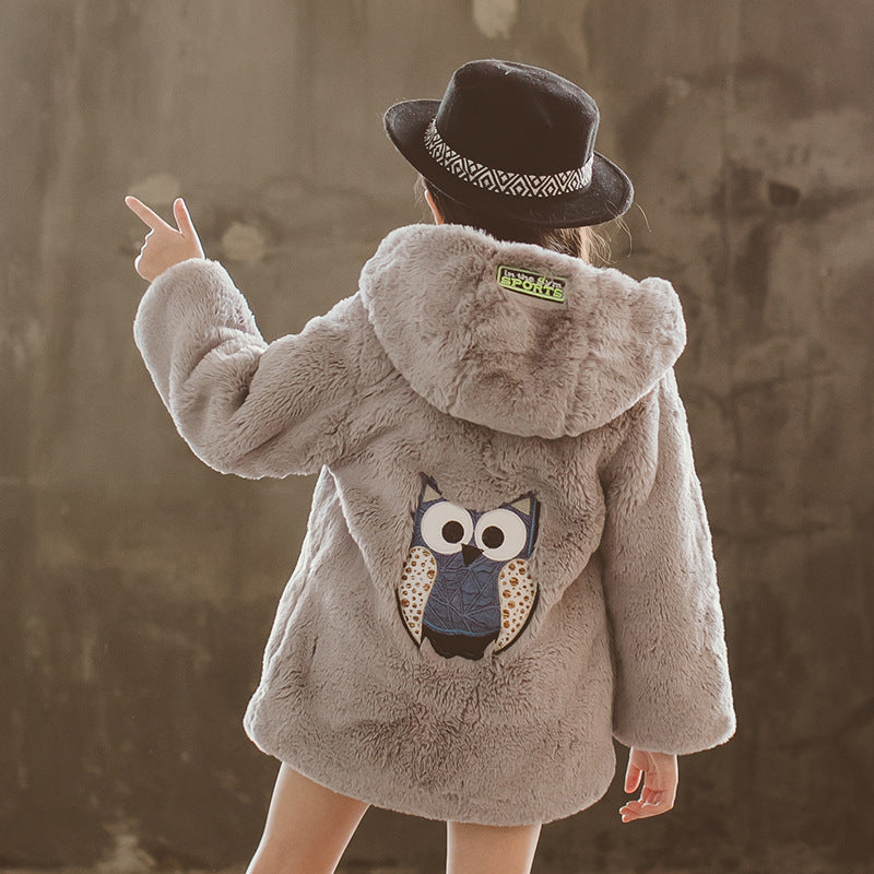 Manteau en fausse fourrure pour fille, taille moyenne et grande, épais, thermique, en fourrure, vêtements d'hiver pour enfants, nouveau manteau en laine artificielle
