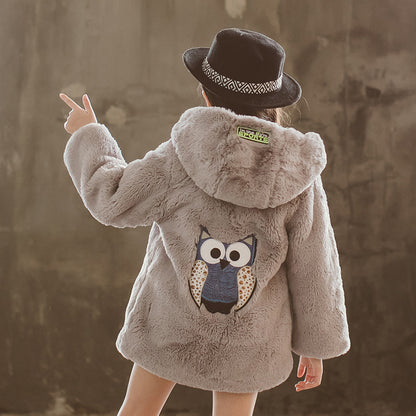 Manteau en fausse fourrure pour fille, taille moyenne et grande, épais, thermique, en fourrure, vêtements d'hiver pour enfants, nouveau manteau en laine artificielle