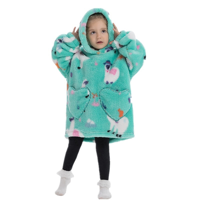 Vêtements confortables en velours de coton résistants au froid pour garçons et filles, couverture à capuche épaisse grande taille, vêtements de nuit pour enfants