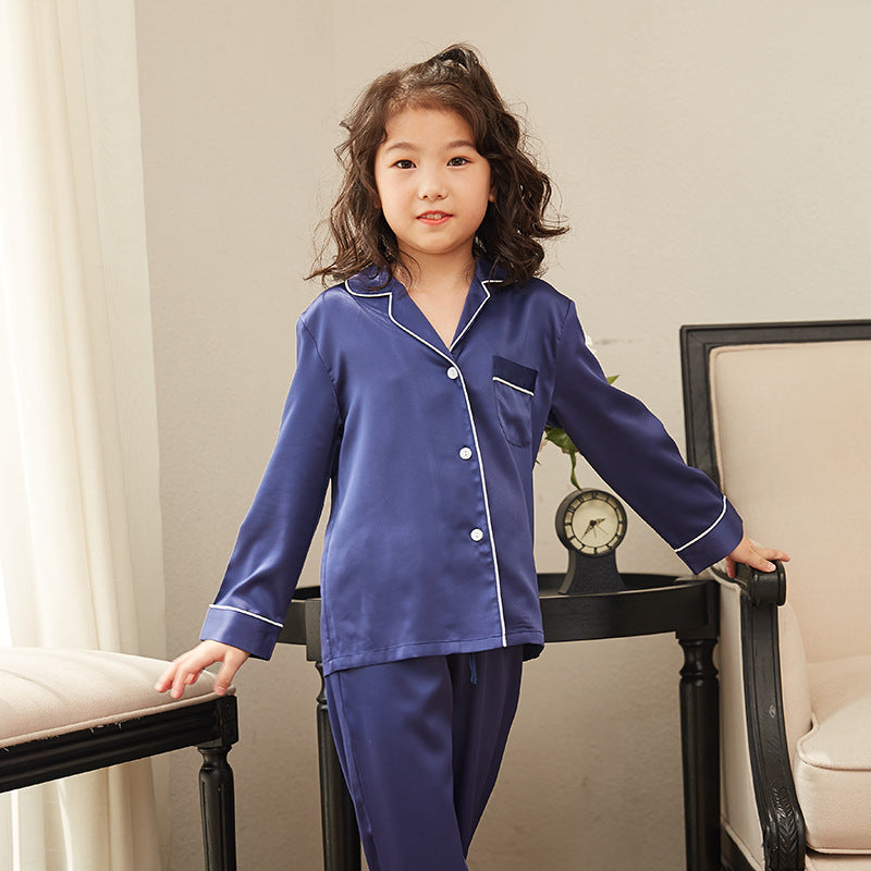 Pyjama d'été en soie à manches longues pour enfants, vêtements de détente fins, pour garçons et filles