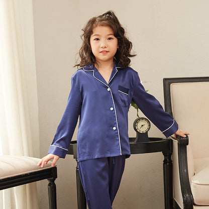 Pyjama d'été en soie à manches longues pour enfants, vêtements de détente fins, pour garçons et filles
