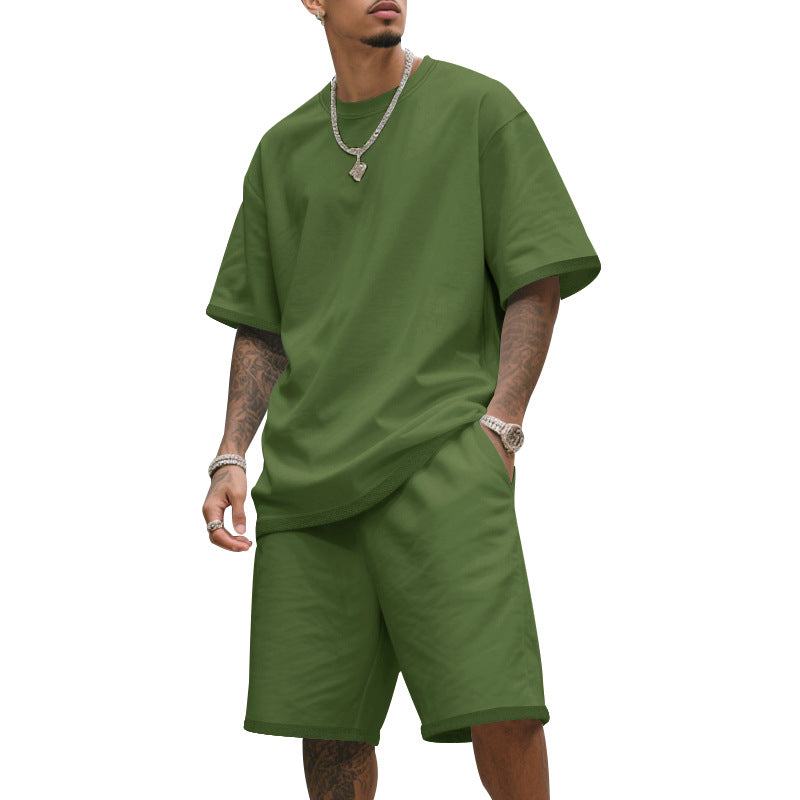 Mens Loose-Fit Summer Sports Short-Sleeve Suit