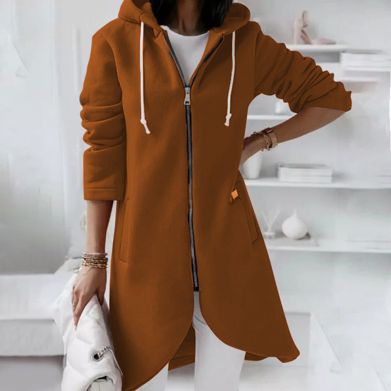 Sweat à capuche zippé à manches longues avec poche tissu léger. Couleur unie pour femme, lire les descriptions sur les articles pour choisir votre grandeur.