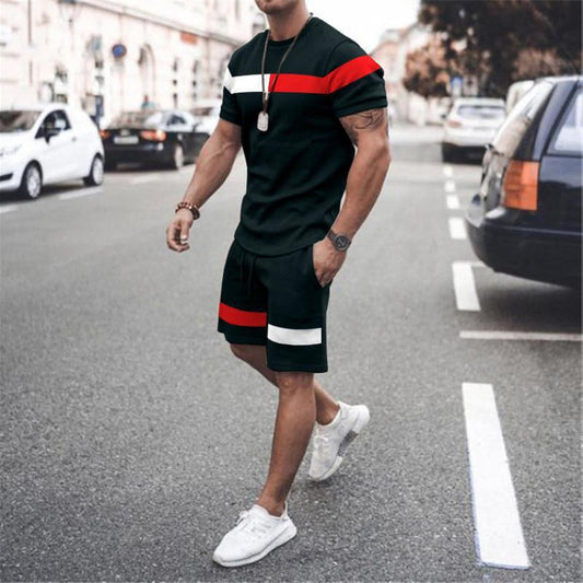 Ensemble t-shirt et short décontractés pour homme, vêtements de sport imprimés deux pièces