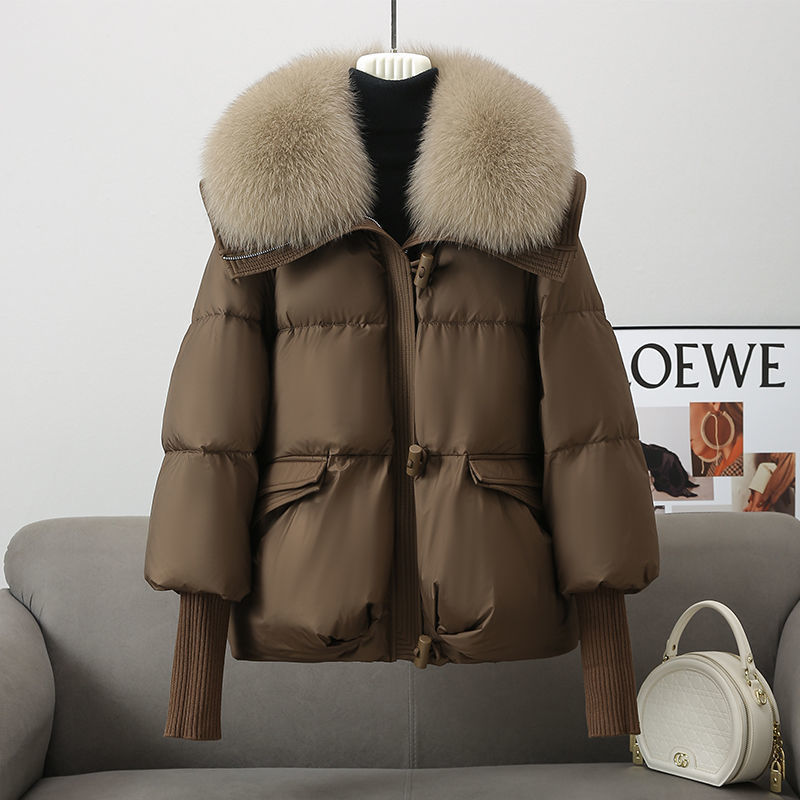 Doudoune en coton rembourrée pour femme, manteau épais à col court en fourrure, vêtements d'hiver