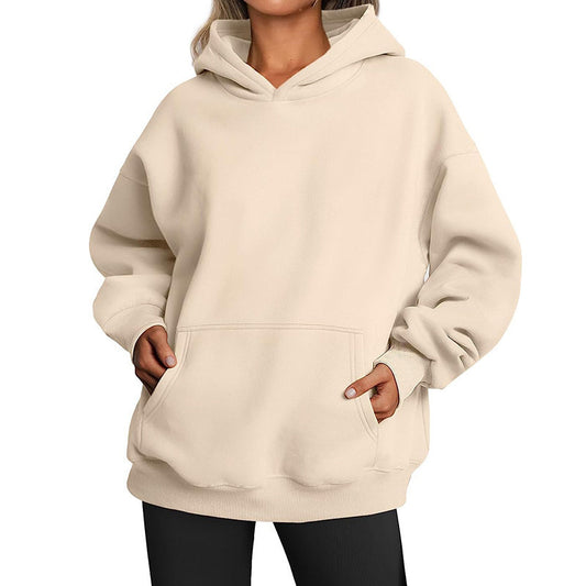 Sweats à capuche pour femmes avec poches, sweat-shirt tendance uni, pull à capuche surdimensionné, vêtements pour femmes